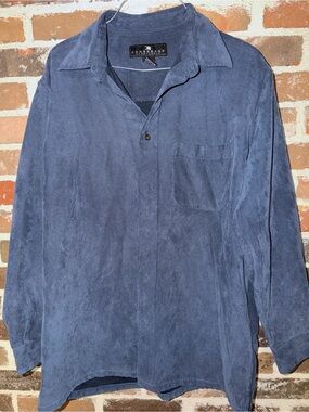 Consensus Men's Navy Blue Long-Sleeve Casual Button-Down Shirt